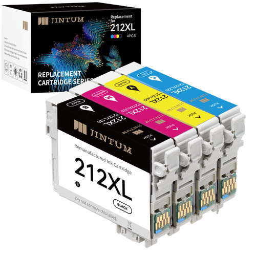 JINTUM 212XL Ink Cartridges Remanufactured for Epson 212XL T212XL for Expression Home XP-4100 XP-4105 Workforce WF-2850 WF-2830 Printer (Black, Cyan, Magenta, Yellow, 4-Pack) JINTUM 212XL Ink Cartridges Remanufactured for Epson 212XL T212XL for Expression Home XP-4100 XP-4105 Workforce WF-2850 WF-2830 Printer (Black, Cyan, Magenta, Yellow, 4-Pack)