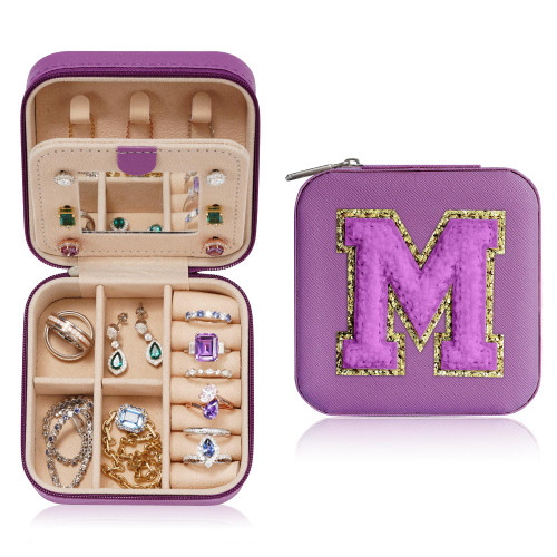 Parima Jewelry Organizer Box, Jewelry Organizer Travel Jewelry Case | Ring Organizer Necklace Organizer Earring Organizer Box | Jewelry Travel Organizer | Small Jewelry Organizer | Initial M-Purple Parima Jewelry Organizer Box, Jewelry Organizer Travel Jewelry Case | Ring Organizer Necklace Organizer Earring Organizer Box | Jewelry Travel Organizer | Small Jewelry Organizer | Initial M-Purple