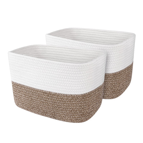 WISELIFE Storage Basket 2 Pack, Laundry Basket, Blanket Basket, Cotton Rope Basket and Woven Baskets for Organizing, toy storage for Living room, laundry room, Bedroom, Nursery, Brown