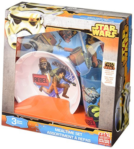 Zak! Designs Mealtime Set with Plate, Bowl and Tumbler featuring Star Wars Rebels Graphics, Break-resistant and BPA-free plastic, 3 Piece Set