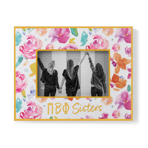 Sorority Shop Pi Beta Phi Sister Picture Frames with Cute Floral Design, for 4" x 6" Pictures, PBP Sorority Gifts, Big Little Sorority Gift, Pi Beta Phi Gifts for Women