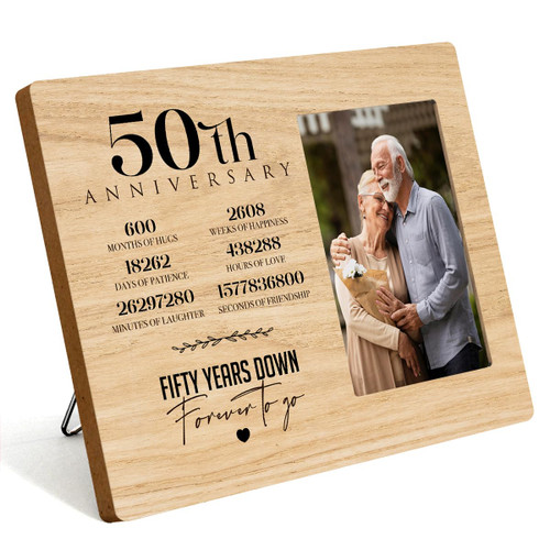 50th Anniversary Picture Frame, 50th Wedding Anniversary for Her Him Couple Husband Wife, Happy 50th Wedding Anniversary Decorations for Wall Desk Tabletop Shelf, 50 Years Wedding Gift Ideas 2