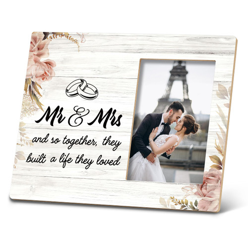 SRADMO Mr and Mrs Picture Frames,Wedding Picture Frame,Gifts for Newlyweds,Bridal Shower Wedding Gifts,Wedding Frames for the Couple Wedding Gifts 10x8 inch Wooden Tabletop Photo Frame
