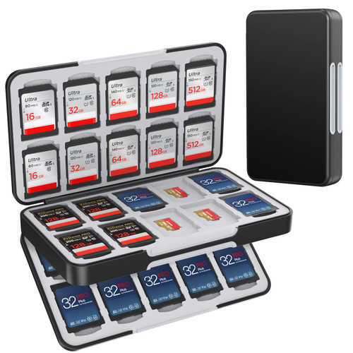 HEIYING SD Card Holder for Memory SD Card and Micro SD Card, Portable SD SDHC SDXC Micro SD Card Holder Case with 40 SD Cards Slots & 40 Micro SD Cards Slots.