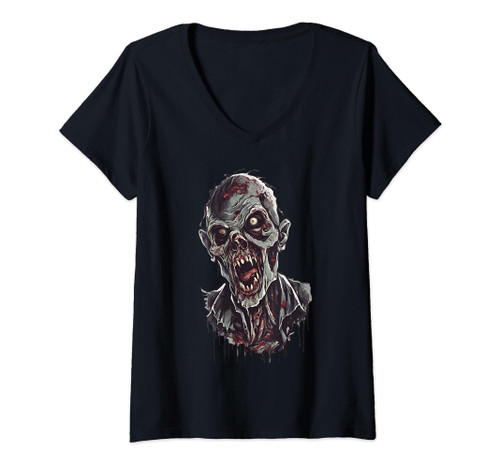 Scary Zombie Design, Halloween Gore V-Neck T-Shirt