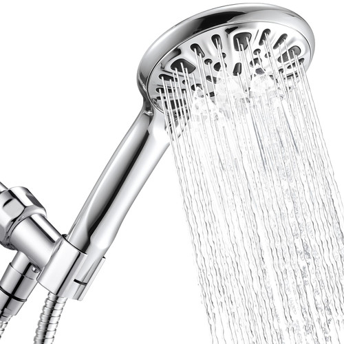 9 Functions Shower Head High Pressure Handheld Shower Head Luxury Modern Polished Chrome Look High Flow Bathroom Showerhead Set with 59" Hose Bracket Teflon Tape