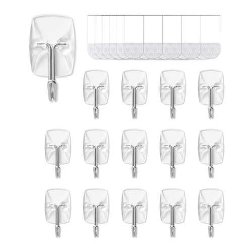 JELLYSUB 30-Hooks, 40-Strips, Clear Small Wire Toggle Hooks Value Pack, Organize Damage-Free Utility Hooks, Hanging Hooks Heavy Duty with Adhesive Strips, No Tools Wall Hooks for Hanging