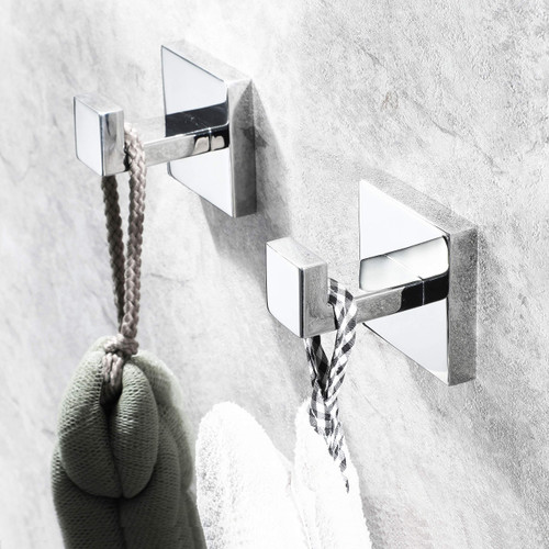 UMIRIO Chrome Wall Hooks for Hanging Bathroom Towel Shower Hook Holder Robe Coat Hook Bathrobe Sponges Wall Hand Towel Hanger Modern Hook Bathroom Accessories Square SUS304 Stainless Steel, Wall Mount