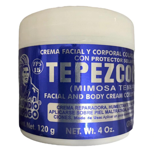 Del Indio Papago TEPEZCOHUITE 120g SKIN CREAM COLLAGEN & VITAMIN E SUNSCREEN SPF-15 White Del Indio Papago TEPEZCOHUITE 120g SKIN CREAM COLLAGEN & VITAMIN E SUNSCREEN SPF-15 White