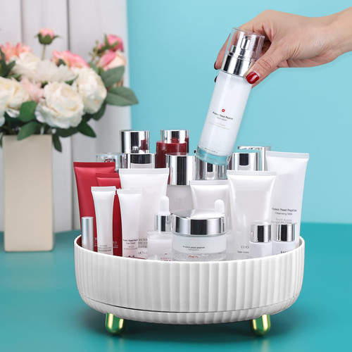 Makeup Perfume Organizer Perfume Tray, 360 Degree Rotating Makeup Organizer, Large Capacity Lazy Susan Organizer Cosmetic Storage Lotions Display Case for Bathroom Counter or Vanity White Makeup Perfume Organizer Perfume Tray, 360 Degree Rotating Makeup Organizer, Large Capacity Lazy Susan Organizer Cosmetic Storage Lotions Display Case for Bathroom Counter or Vanity White