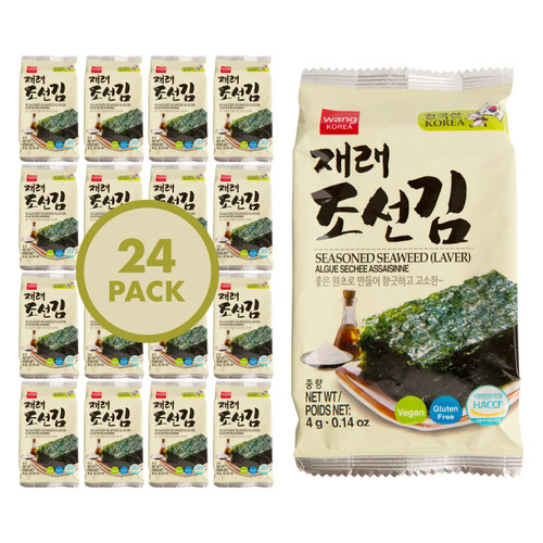 Wang Korean Roasted Seaweed Snack, Keto-friendly, Vegan, Gluten-Free, Healthy Snack 0.14 Ounce, Pack of 24 Wang Korean Roasted Seaweed Snack, Keto-friendly, Vegan, Gluten-Free, Healthy Snack 0.14 Ounce, Pack of 24