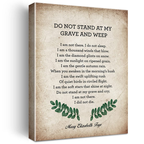 Memorial Wall Art Do Not Stand at My Grave and Weep Canvas Print Framed Bereavement Painting for Home Wall & Tabletop Decor