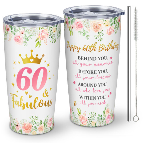 60th Birthday Gifts for Women, 60th Birthday Gift Ideas, 1963 Birthday Gifts for Women, Birthday Gifts for 60 Year Old Woman, 60th Birthday Presents for Women Tumbler With Lid and Straw 20oz 1pc 60th Birthday Gifts for Women, 60th Birthday Gift Ideas, 1963 Birthday Gifts for Women, Birthday Gifts for 60 Year Old Woman, 60th Birthday Presents for Women Tumbler With Lid and Straw 20oz 1pc