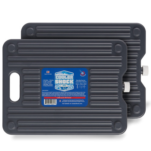 Cooler Shock Ice Packs for Cooler - 2 Reusable, Long Lasting, Cold Freezer Packs for Coolers, Lunch Bags & Totes to Keep Food Fresh - Gray