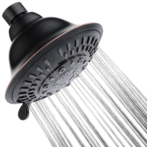 BRIGHT SHOWERS Shower Head High Pressure Rain Showerhead 5 Spray Setting Fixed Shower Head Angle Adjustable Bathroom Showerhead, Oil Rubbed Bronze