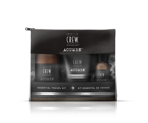 American Crew Men's Moisturizing Gel and Essential Travel Kit with Shampoo, Shave Cream, Gel by American Crew Acumen