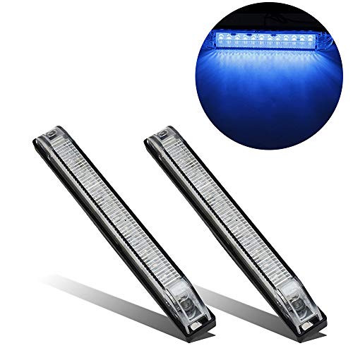 2Pcs 6 Inch Led Utility Strip Light Sealed Waterproof 12 Diodes Clear/Blue Underwater Led Bar Marker Clearance Light for RV Boat Marine Trailer