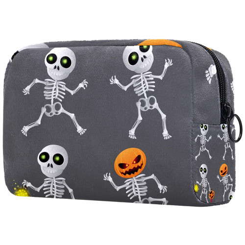 LEVEIS Happy Cartoon Skeletons Small Makeup Bag Pouch for Purse Travel Cosmetic Bag Portable Toiletry Bag for Women Girls Gifts LEVEIS Happy Cartoon Skeletons Small Makeup Bag Pouch for Purse Travel Cosmetic Bag Portable Toiletry Bag for Women Girls Gifts