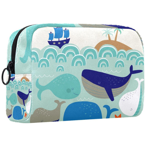 TBOUOBT Cosmetic Travel Bags, Makeup Case, Makeup Bag for Toiletries, Cartoon Sea Animal Whale Starfish TBOUOBT Cosmetic Travel Bags, Makeup Case, Makeup Bag for Toiletries, Cartoon Sea Animal Whale Starfish
