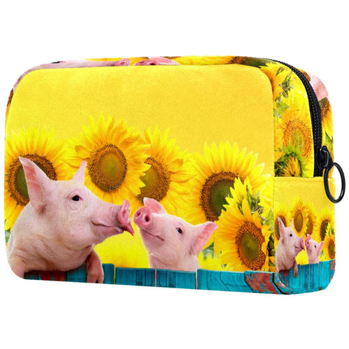 TBOUOBT Cosmetic Bags Makeup Bags for Women, Small Makeup Pouch Travel Bags, Animal Pig Family Sunflower Lovely TBOUOBT Cosmetic Bags Makeup Bags for Women, Small Makeup Pouch Travel Bags, Animal Pig Family Sunflower Lovely