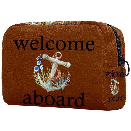TBOUOBT Cosmetic Bags Makeup Bags for Women, Small Makeup Pouch Travel Bags, Welcome Aboard Ocean Anchor Vintage TBOUOBT Cosmetic Bags Makeup Bags for Women, Small Makeup Pouch Travel Bags, Welcome Aboard Ocean Anchor Vintage