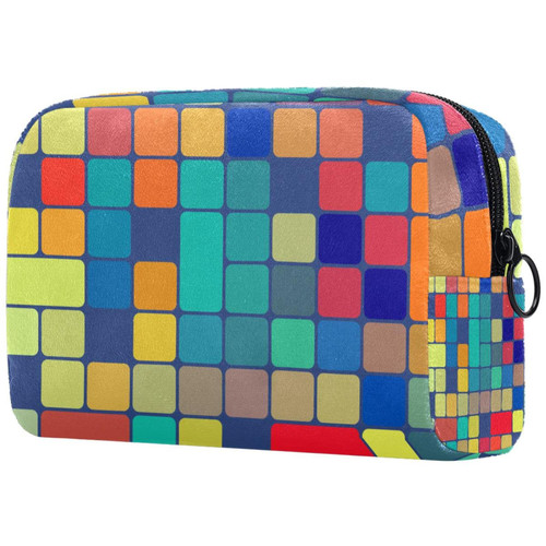 TBOUOBT Cosmetic Bags Makeup Bags for Women, Small Makeup Pouch Travel Bags, Color Square Geometric Pattern Cartoon TBOUOBT Cosmetic Bags Makeup Bags for Women, Small Makeup Pouch Travel Bags, Color Square Geometric Pattern Cartoon