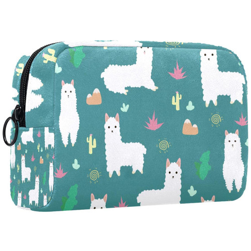 TBOUOBT Cosmetic Bags Makeup Bags for Women, Small Makeup Pouch Travel Bags, alpaca animal flower TBOUOBT Cosmetic Bags Makeup Bags for Women, Small Makeup Pouch Travel Bags, alpaca animal flower