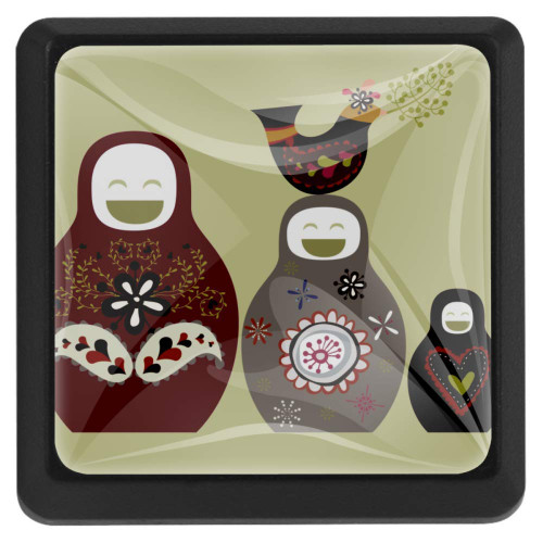 Cute Russian Dolls Drawer Knobs Pull Handles Crystal Glass Cabinet Drawer Pulls for Home Kitchen Cupboard