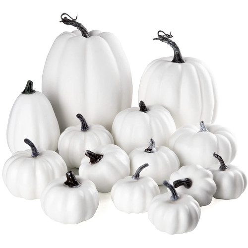 Joyhalo14 Pack White Pumpkins for Decorating, Fake Pumpkins for Decorating, Artificial Pumpkins, Faux Foam Pumpkins for Fall Autumn Halloween Thanksgiving Porch Tabletop Decor Joyhalo14 Pack White Pumpkins for Decorating, Fake Pumpkins for Decorating, Artificial Pumpkins, Faux Foam Pumpkins for Fall Autumn Halloween Thanksgiving Porch Tabletop Decor