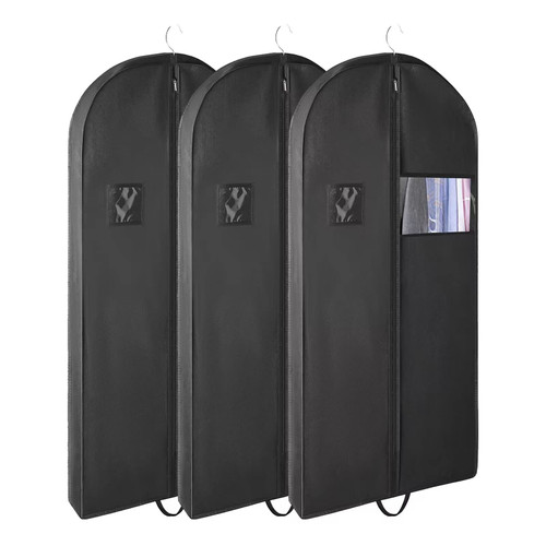 3PCS 60" Garment Bags For Travel,Dress Garment Bags for Hanging Clothes,Dress Bags For Gowns Long,Gusseted Garment Bag For Wedding Dresses Winter Coats.Carry On Garment Bags For Closet Storage