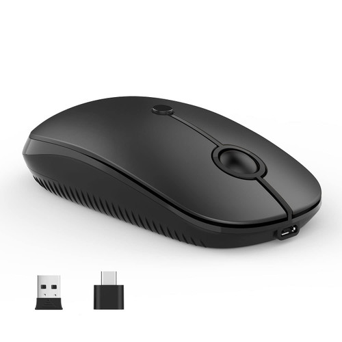 Type C Wireless Mouse?Vssoplor USB C MacBook Mouse Dual Mode 2.4G Cordless Mice with Nano USB and Type C Receiver Compatible with PC, Laptop, MacBook and All Type C Devices-Black