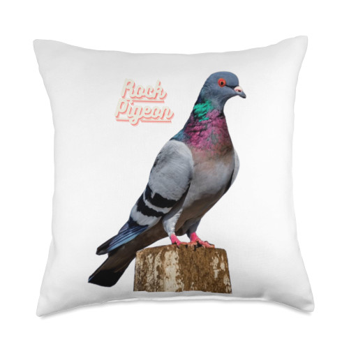 Rock Pigeon Bird Watchers Bird Lovers Throw Pillow, 18x18, Multicolor