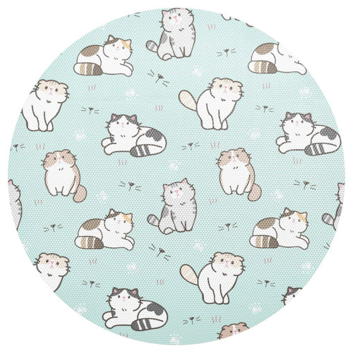Cartoon Cat Pastel Green Placemats Washable Round Placemats for Dining Table Place Mats Table Mats for Kitchen Woven Placemats for Round Kitchen Table Outdoor Indoor Home Placemats Mat