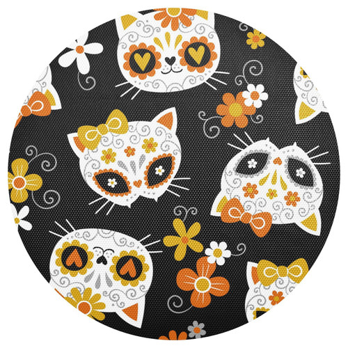 Cat Skulls Flowers Placemats Washable Round Placemats for Dining Table Place Mats Table Mats for Kitchen Woven Placemats for Dining Room Outdoor Home Kitchen Indoor Placemats Mat