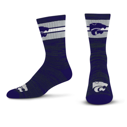 For Bare Feet Men's NCAA Kansas State Wildcats First String Crew Sock Team Color Large