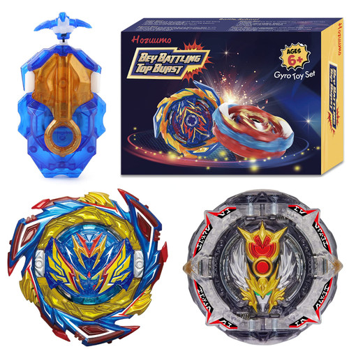 Hozuumo Bey Battling Top Burst Gyro Toy Set, with Gyro Launchers and Handle Combat Battling Game, Gift for Kids Children, B-187+B-192