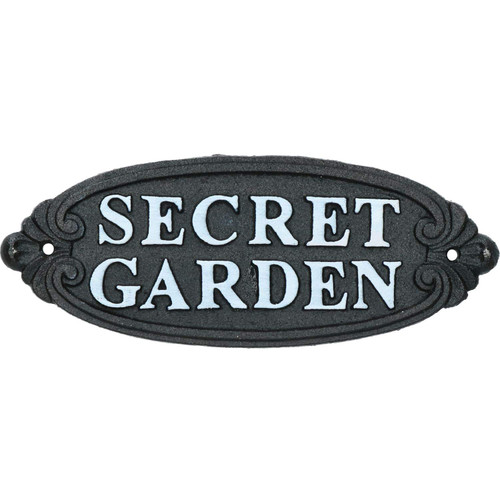 AB Tools Secret Garden Cast Iron Sign Plaque Door Wall House Gate Fence Post Rustic