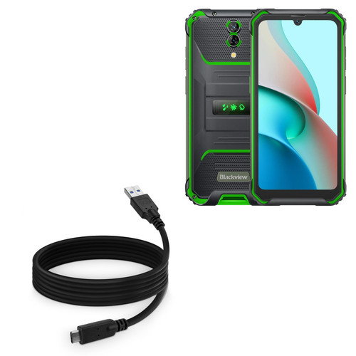 BoxWave Cable Compatible with Blackview BV7200 - DirectSync - USB 3.0 A to USB 3.1 Type C, USB C Charge and Sync Cable - 6ft - Black