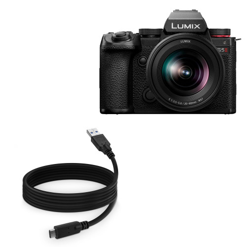 BoxWave Cable Compatible with Panasonic Lumix S5II (DC-S5M2) - DirectSync - USB 3.0 A to USB 3.1 Type C, USB C Charge and Sync Cable for Panasonic Lumix S5II (DC-S5M2) - 6ft - Black