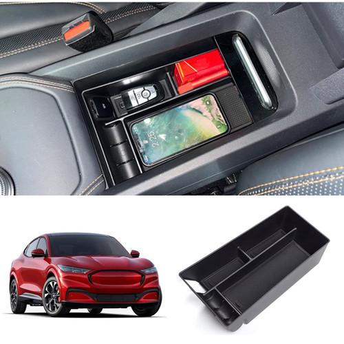 XXCIWP Compatible with 2022 2023 Mustang Mach-E Center Console Organizer Tray Armrest Storage Box Insert Tray Mustang Mach-E 2021 2022 Accessories