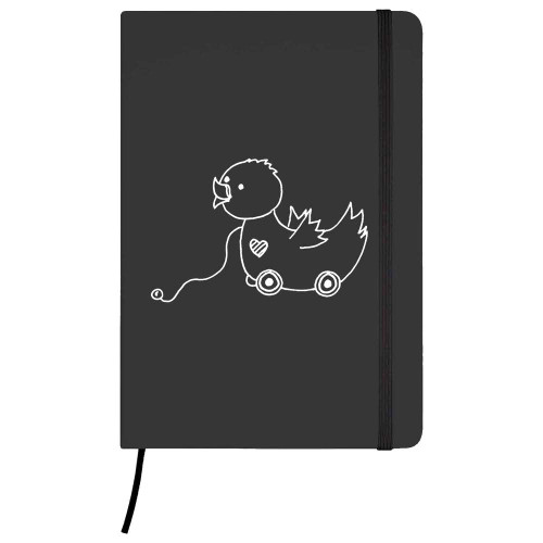 A5 'Pull Along Toy Duck' Black Hardcover Ruled Notebook (NB00049480)
