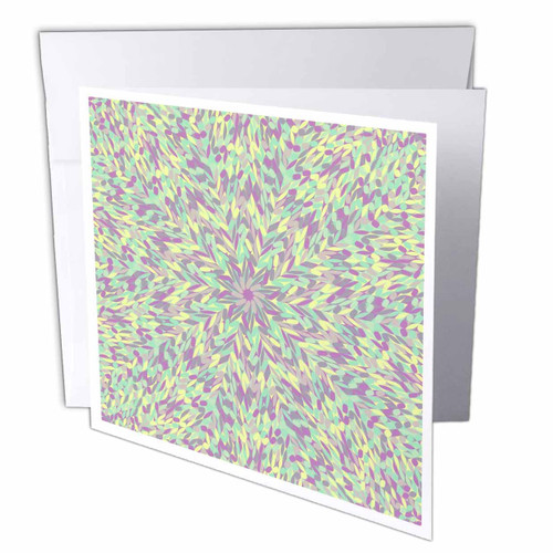 3dRose Abstract dynamic hypnotic round tile flower mosaic background - Greeting Cards (gc-373314-5)