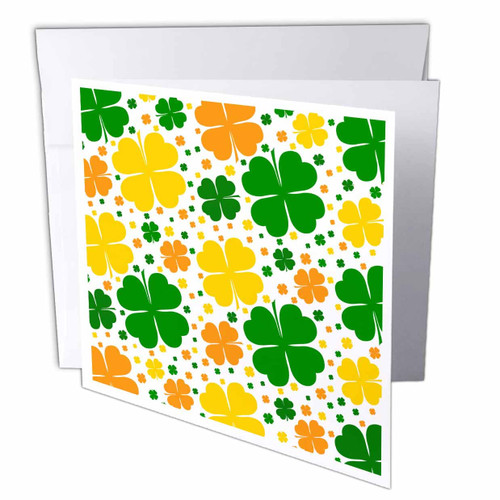 3dRose Cute Large and Small Irish Flag Colored Four Leaf Clover... - Greeting Cards (gc-375338-5)