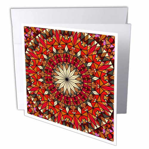 3dRose Polygonal abstract colorful dynamic radial mosaic pattern... - Greeting Cards (gc-373680-5)
