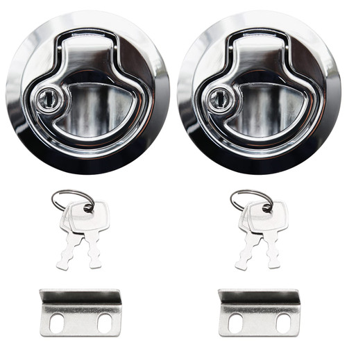 MDEOOSKY 2PCS Boat Latches, Latch Hatch Round Pull Marine, Boat Flush Pull Hatch, Latch Locking for Boat, Handle Round Deck Hatch, Silver
