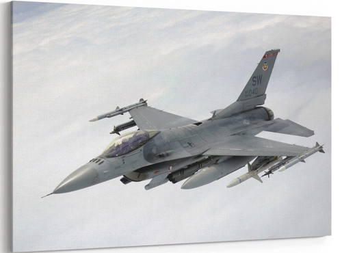 F-16 Fighting Falcon Airplane Canvas Wall Art Prints F-16 Fighter Jet Poster Aviation Wall Art Decor U.S Air Force Picture Artwork Military Plane Decoration for Men Boys Room - 12x16 Inches