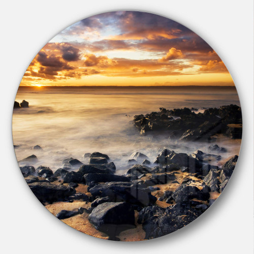 Designart Beautiful Sunset at Philip Island Round Landscape Wall Art Disc of 11 inch, 11'' H x 11'' W x 1'' D 1P, Orange