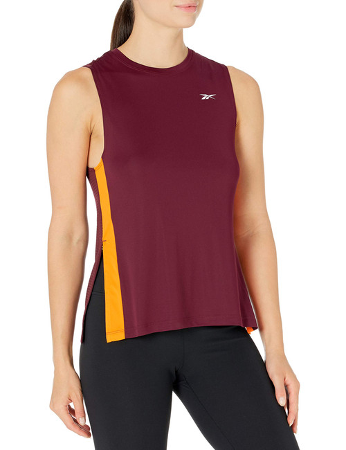 Reebok Workout Ready Mesh Back Performance Tank Top, Maroon, 1X16W