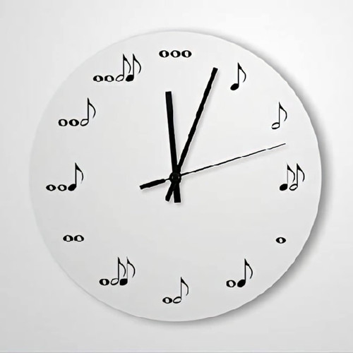 ArogGeld Music Note Wall Clock White Clocks Silent Round Wooden Wall Clock Battery Operated Decorative Hanging Clock for Office Home Decor Wedding Birthday Housewarming Gift, One Size