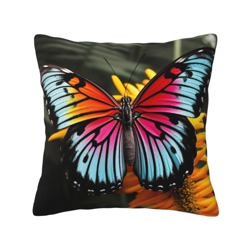 RLDOBOFE Butterfly Print Throw Pillow Covers Decorative Pillow Cover Square Cushion Cases Soft Cushion Cover Throw Sofa Pillow Case for Home Decor Living Room Bed Couch Car 16"x16"